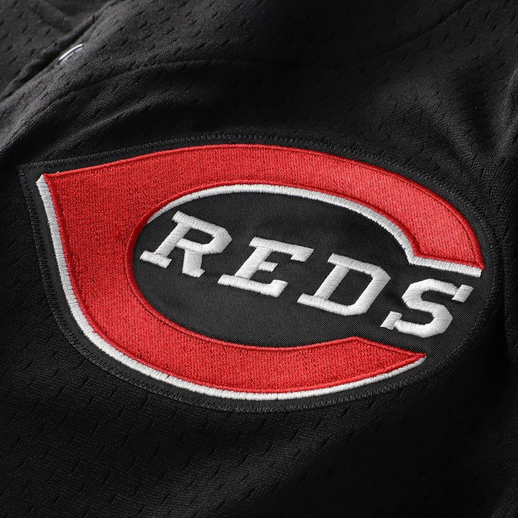 Cincinnati Reds Barry Larkin Mitchell & Ness Cooperstown Mesh Batting Practice Button - Up Jersey - Black