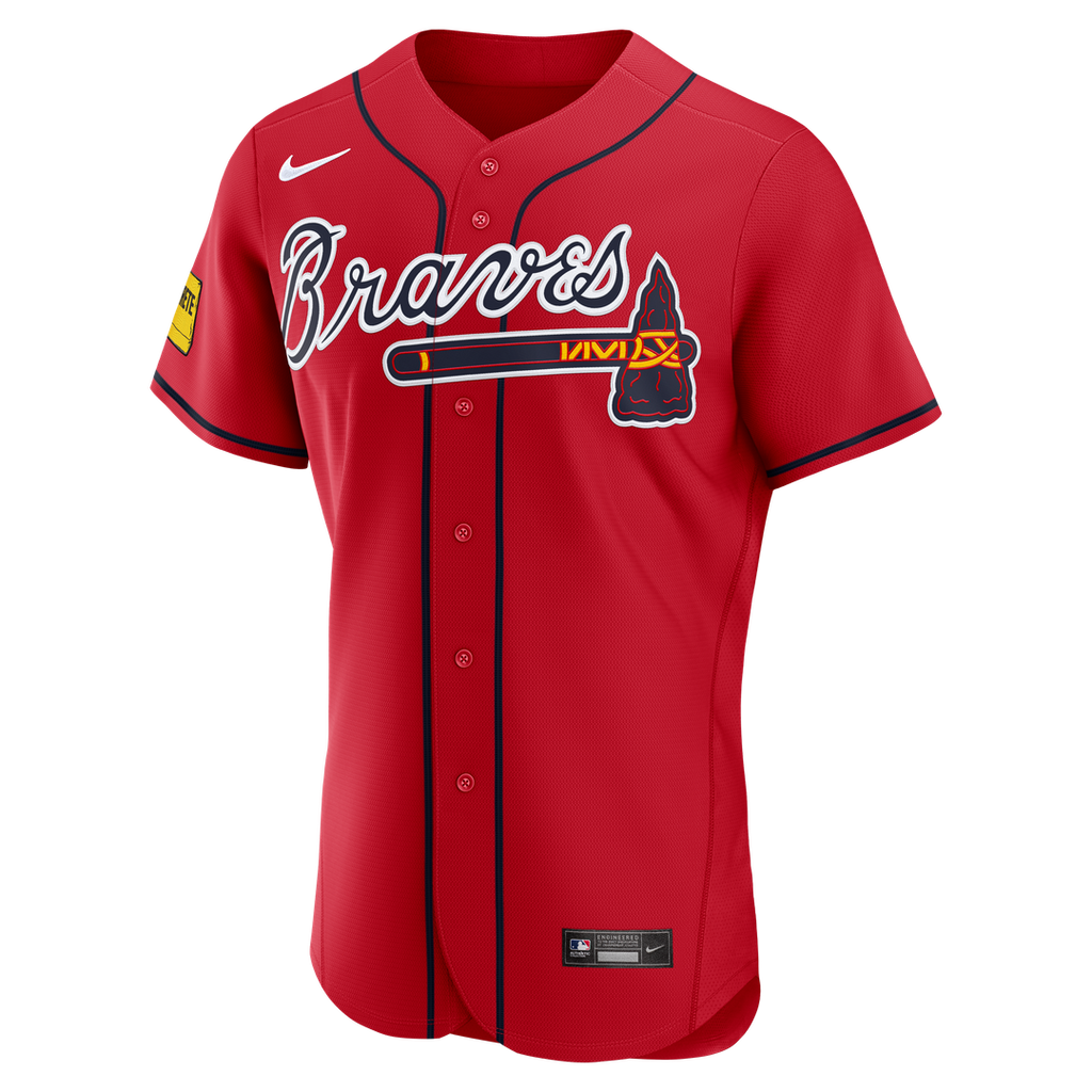 Atlanta Braves Ronald Acu?a Jr. Nike Alternate Authentic Sponsor Patch Jersey - Red