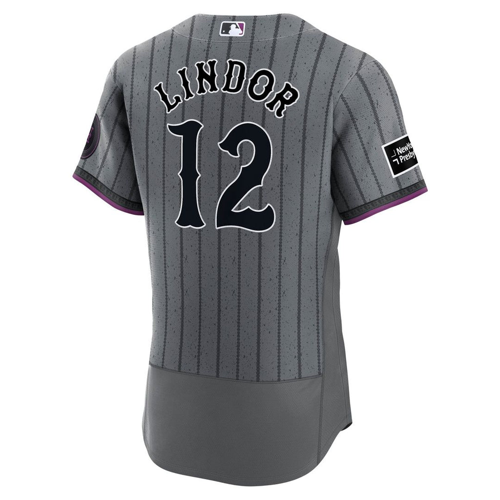 New York Mets Francisco Lindor Nike City Connect Authentic Sponsor Patch Jersey - Gray