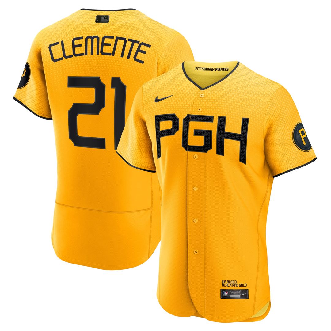 Pittsburgh Pirates Roberto Clemente Nike City Connect Authentic Player Jersey - Gold