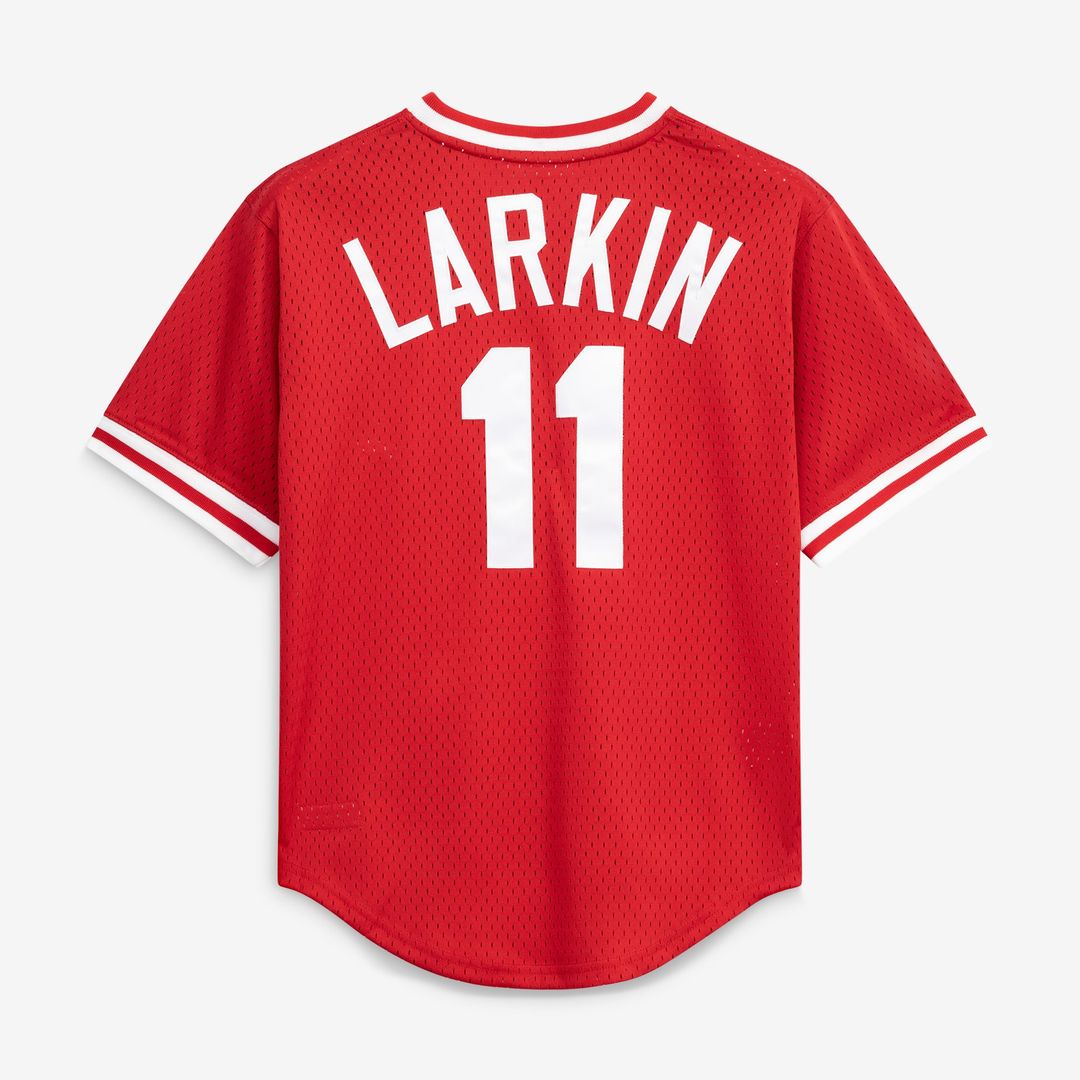 Cincinnati Reds Barry Larkin Mitchell & Ness Authentic Batting Practice Jersey - Red