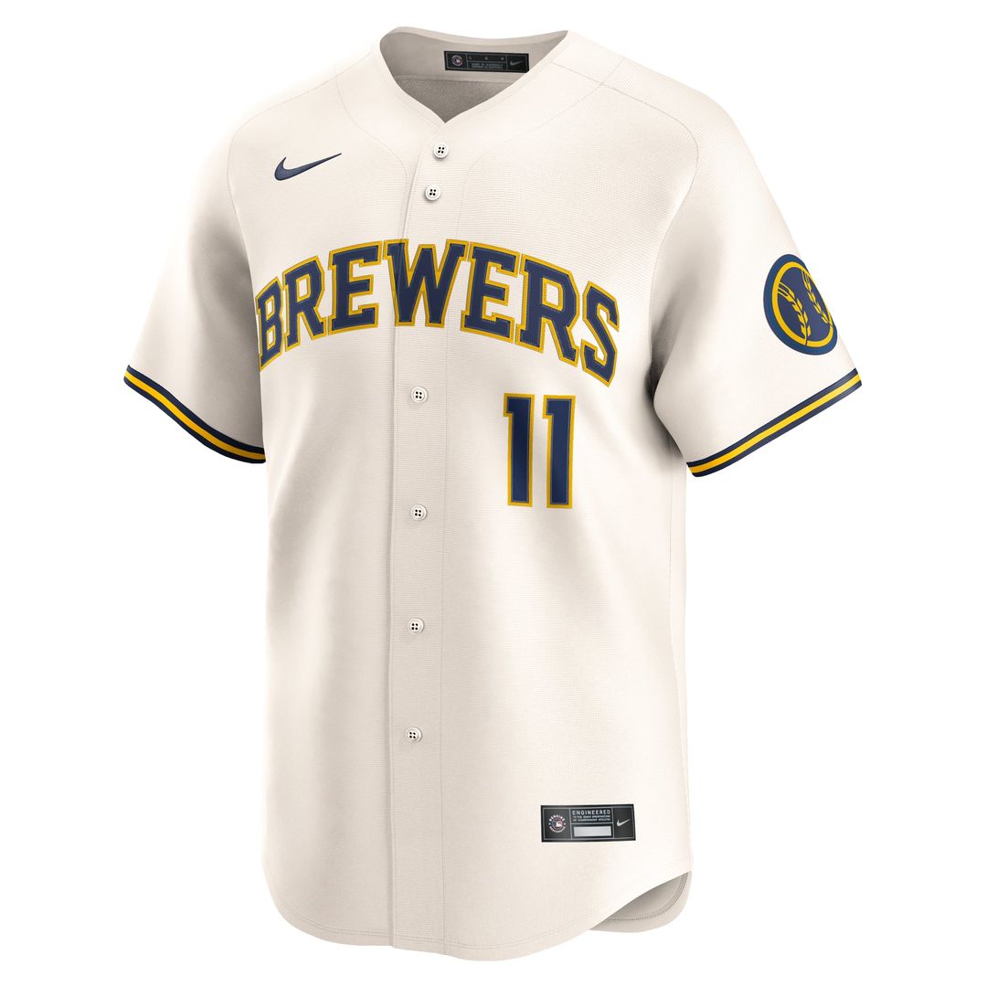 Milwaukee Brewers Jackson Chourio Nike Home Limited Jersey - Cream