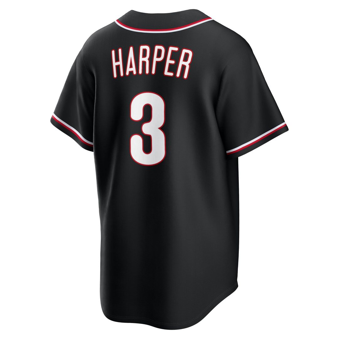 Philadelphia Phillies Bryce Harper Nike Fashion Replica Black Out Jersey