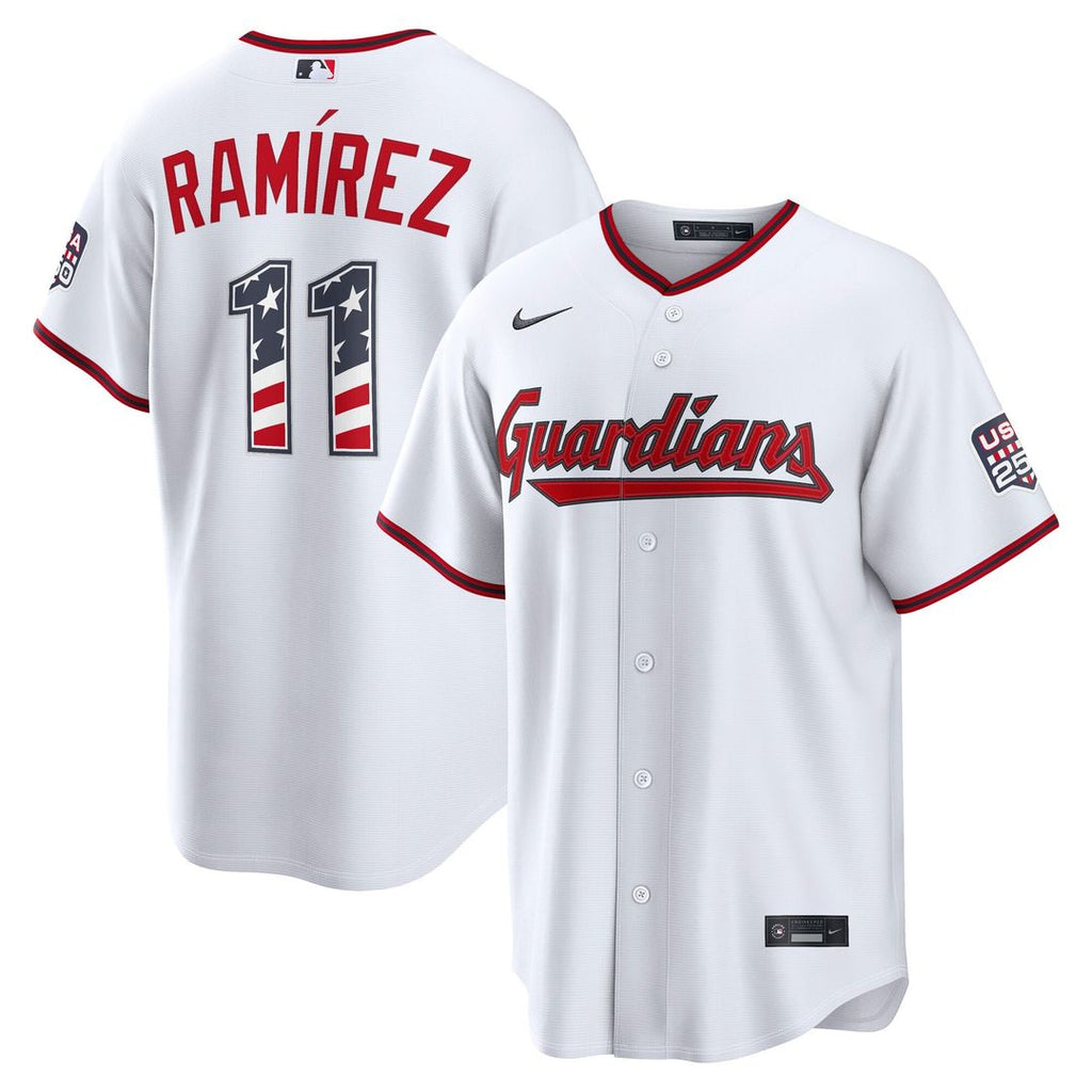 Cleveland Guardians Jos¨¦ Ram¨ªrez Nike USA 250 Fourth of July Home Stadium Jersey - White