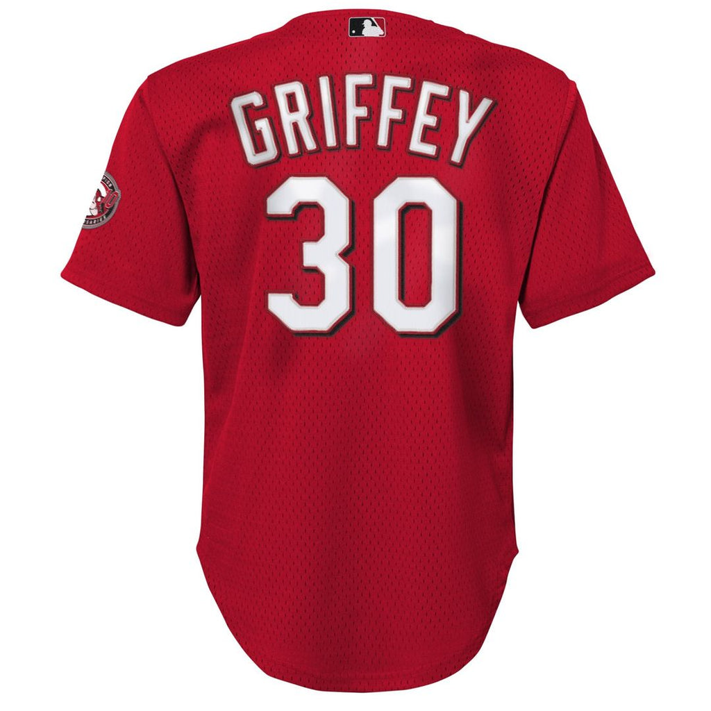 Cincinnati Reds Ken Griffey Jr. Mitchell & Ness Youth Cooperstown Mesh Batting Practice Jersey - Red