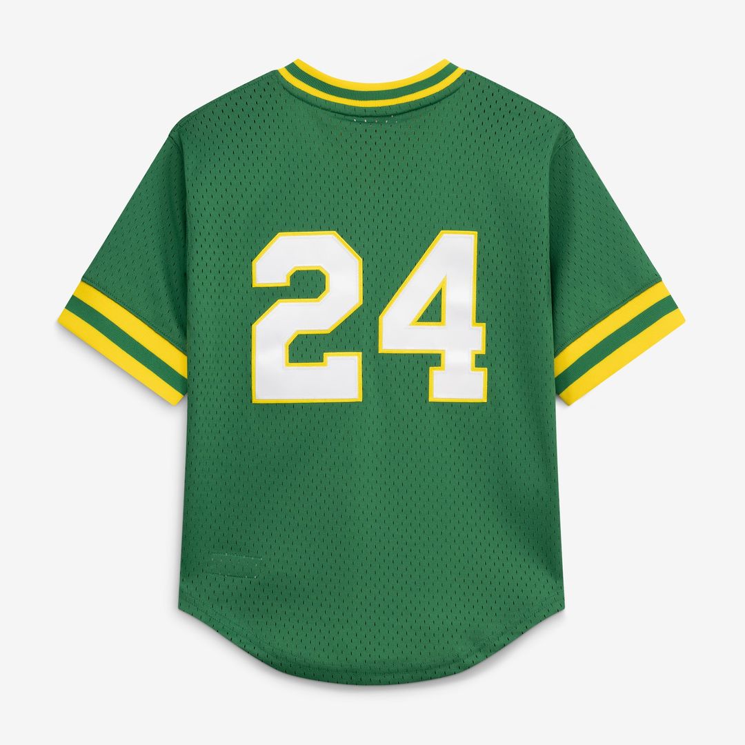 Athletics Rickey Henderson Mitchell & Ness Youth Cooperstown Mesh Batting Practice Jersey - Green