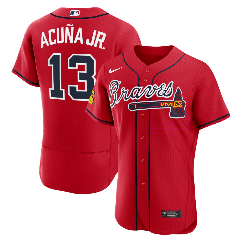 Atlanta Braves Ronald Acu?a Jr. Nike Alternate Authentic Sponsor Patch Jersey - Red