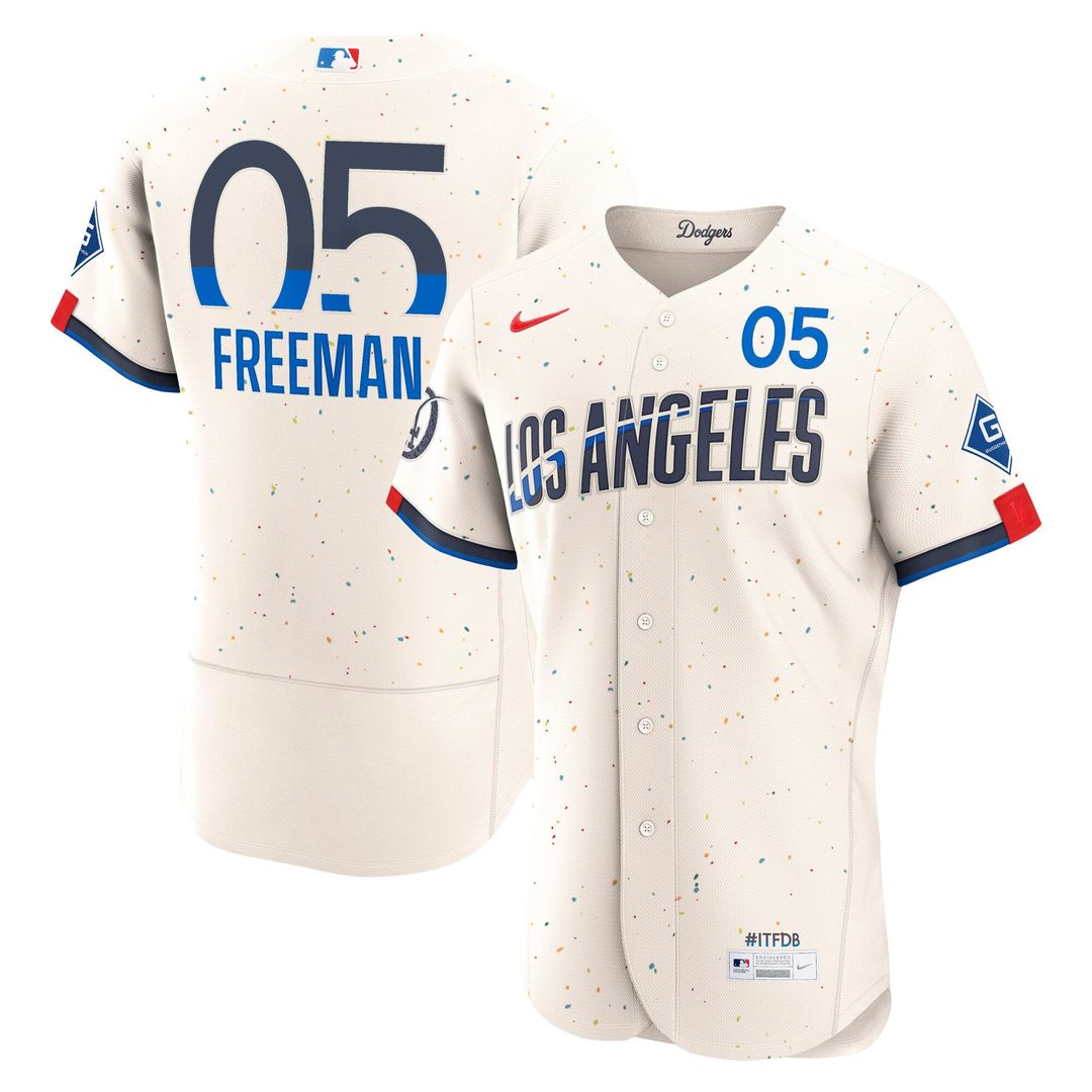 Los Angeles Dodgers Freddie Freeman Nike City Connect Authentic Sponsor Patch Jersey - Cream