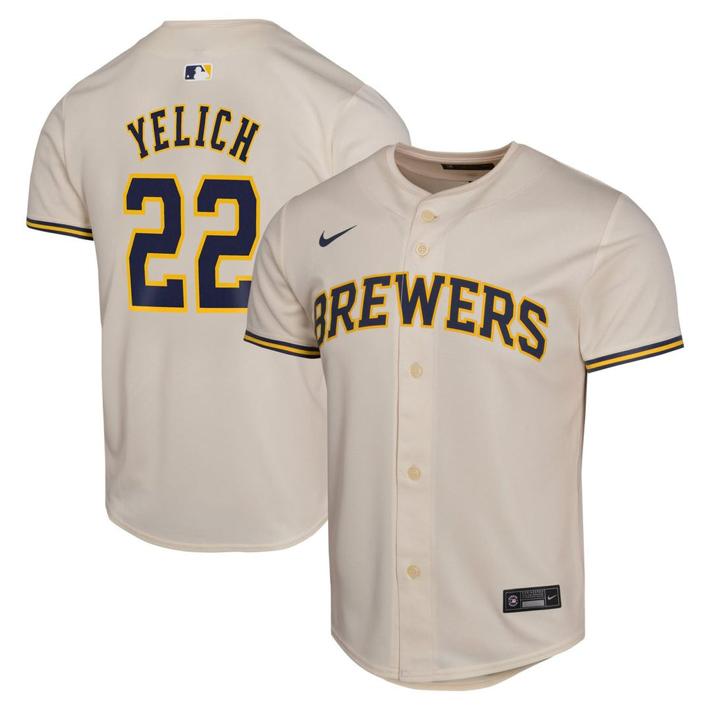 Milwaukee Brewers Christian Yelich Nike Youth Home Game Player Jersey - Cream