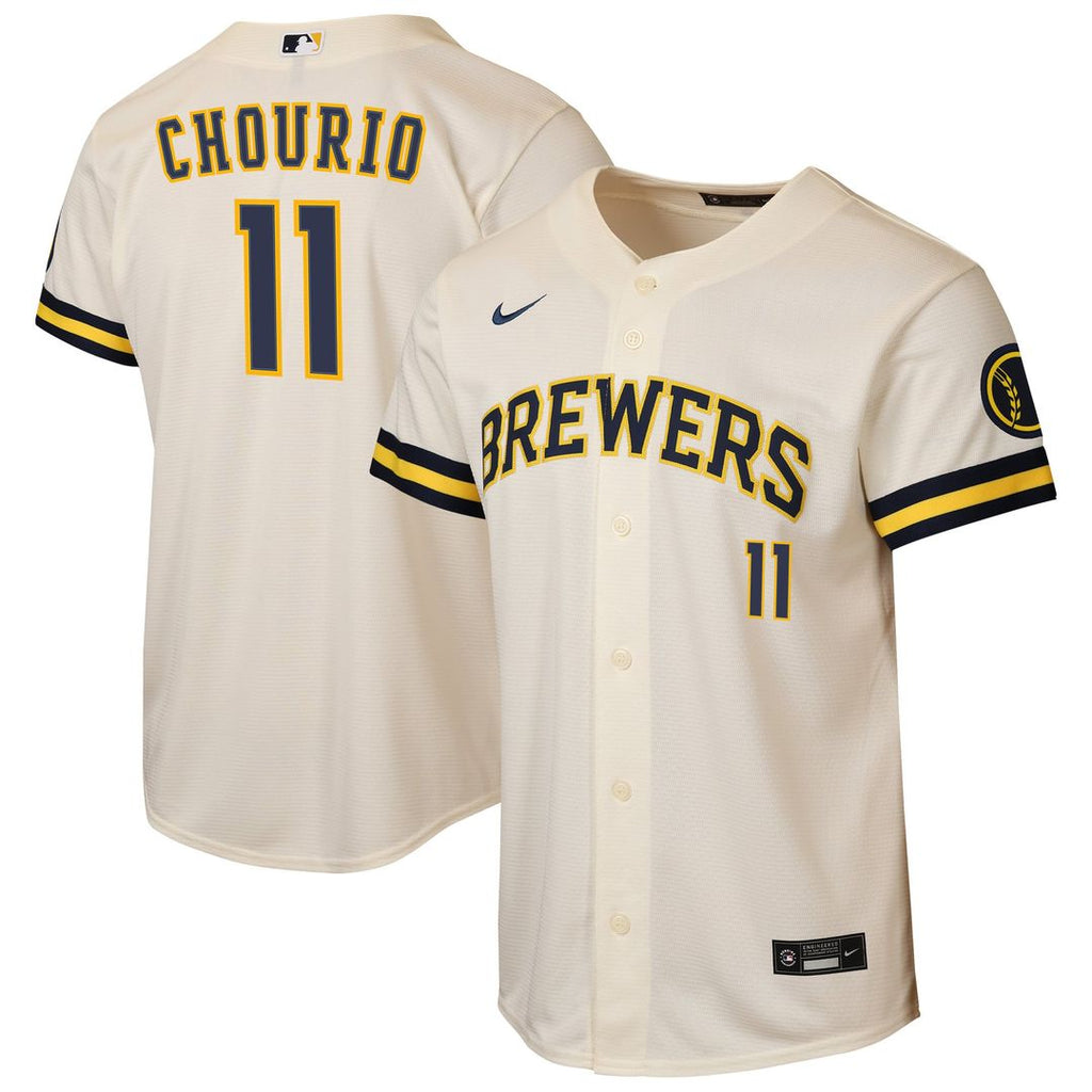 Milwaukee Brewers Jackson Chourio Nike Youth Home Stadium Jersey - Cream