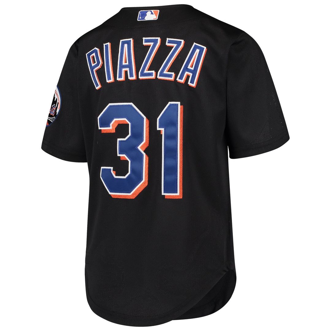 New York Mets Mike Piazza Mitchell & Ness Youth Cooperstown Mesh Batting Practice Jersey - Black