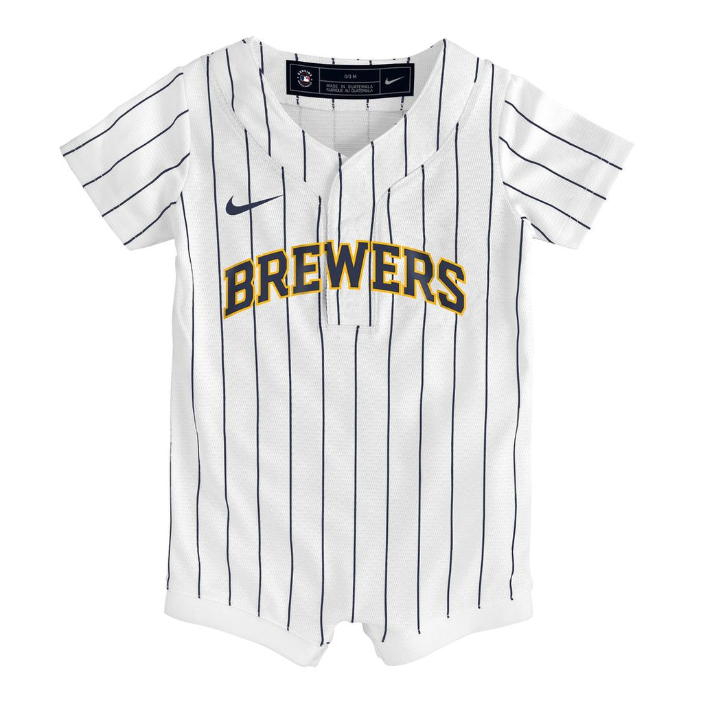 Milwaukee Brewers Nike Newborn & Infant Alternate Replica Romper Jersey - White