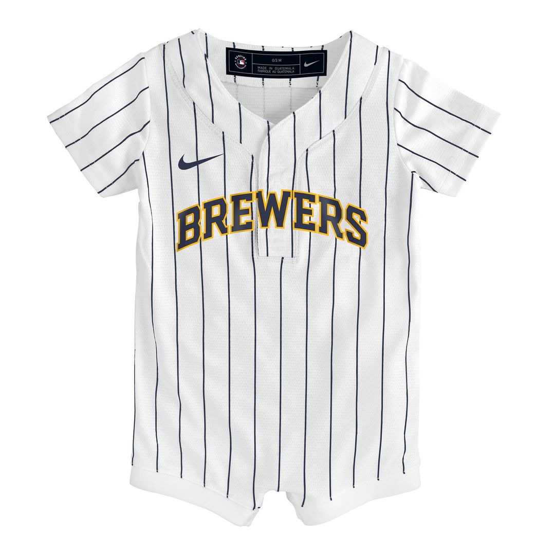 Milwaukee Brewers Nike Newborn & Infant Alternate Replica Romper Jersey - White