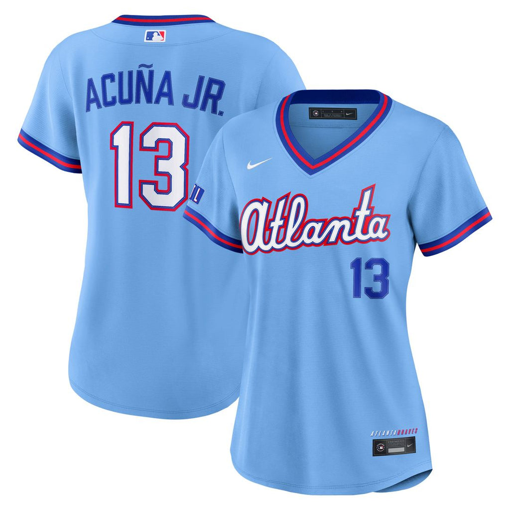 Atlanta Braves Ronald Acu?a Jr. Nike Women's 2026 City Connect Stadium Jersey - Powder Blue
