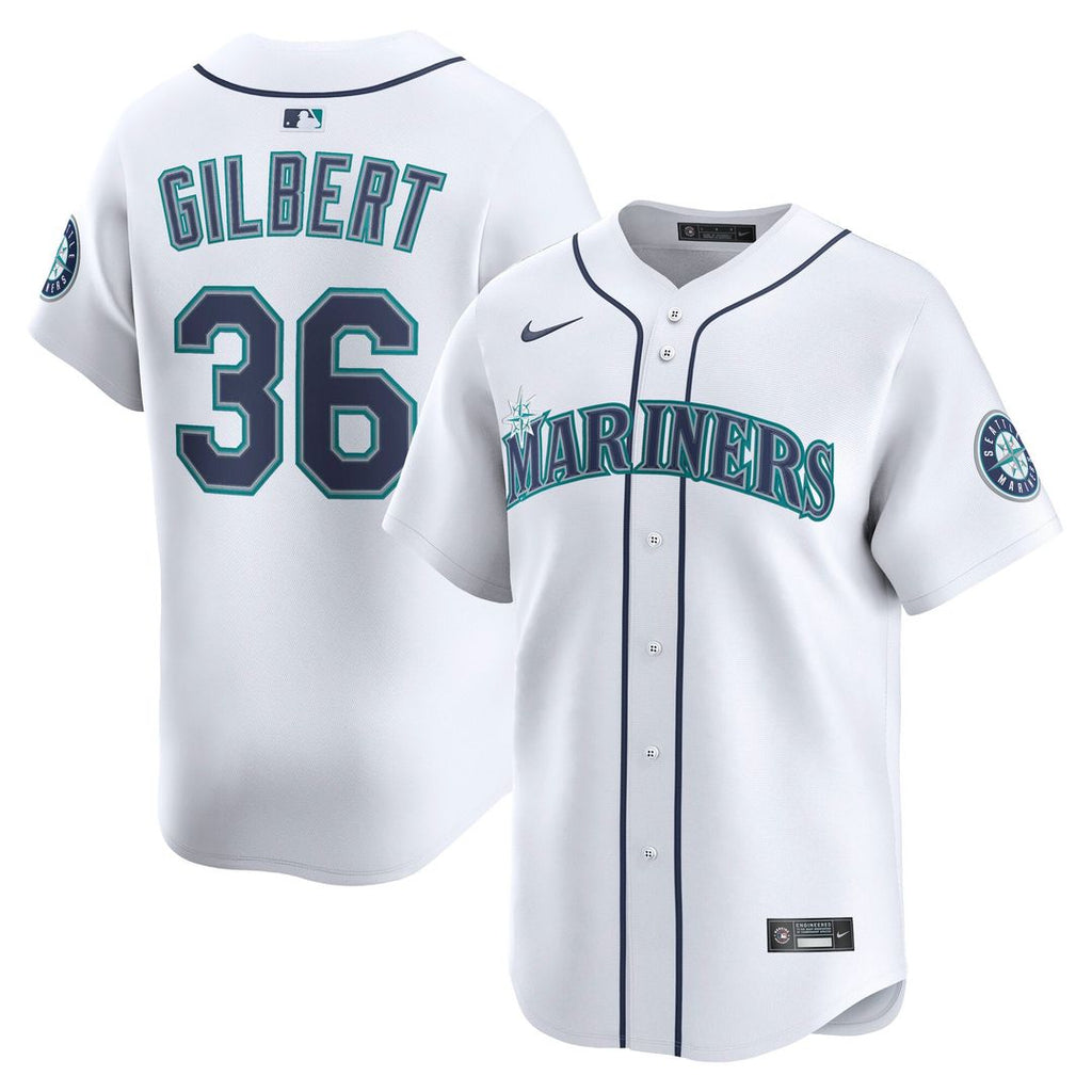 Seattle Mariners Logan Gilbert Nike Home Limited Player Jersey - White
