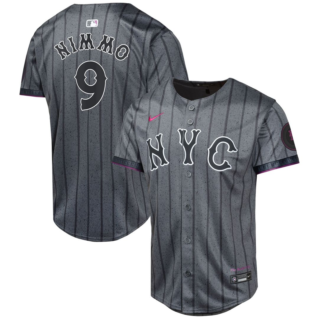 New York Mets Brandon Nimmo Nike Youth 2024 City Connect Limited Player Jersey - Graphite