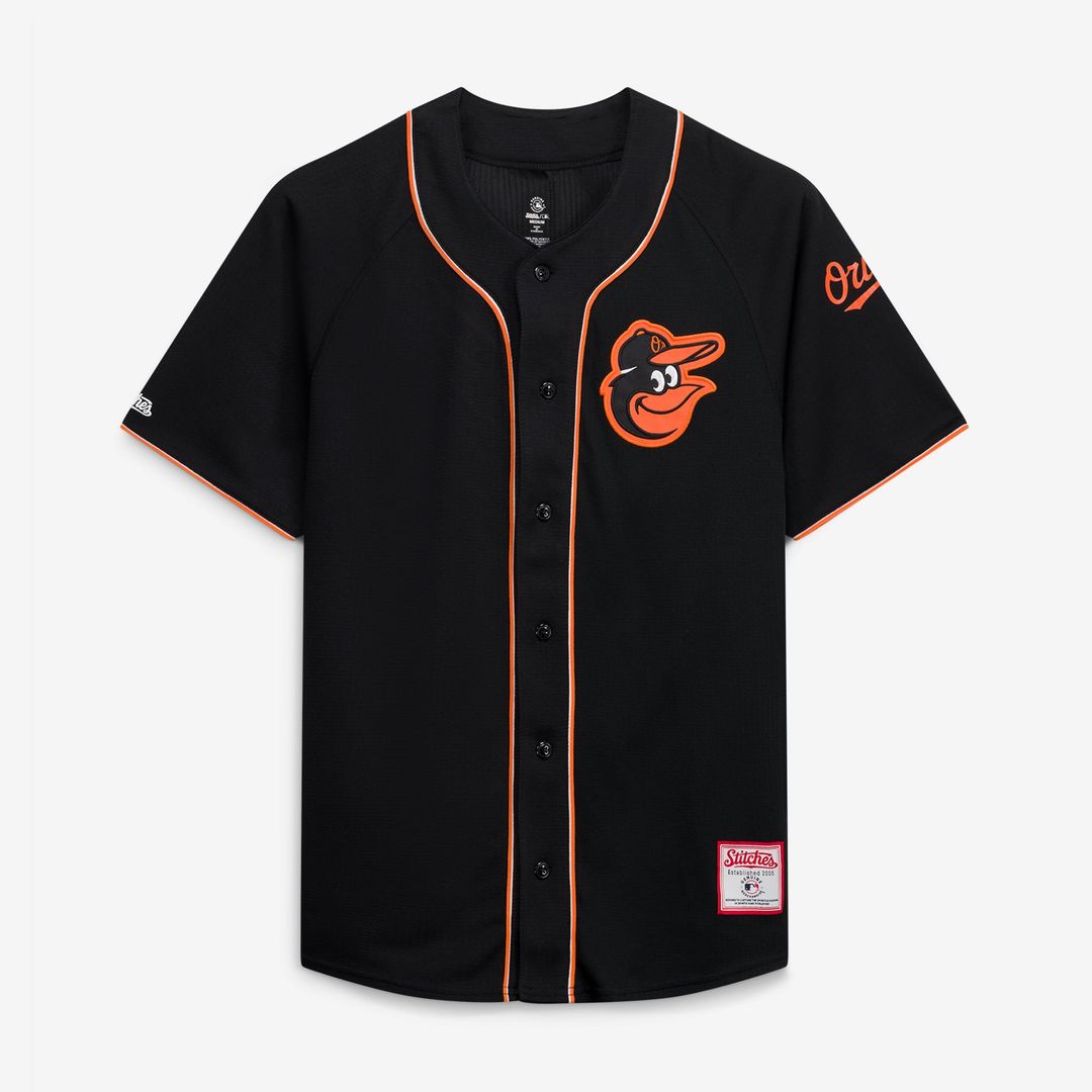 Baltimore Orioles Stitches Team Color Full - Button Fashion Jersey - Black