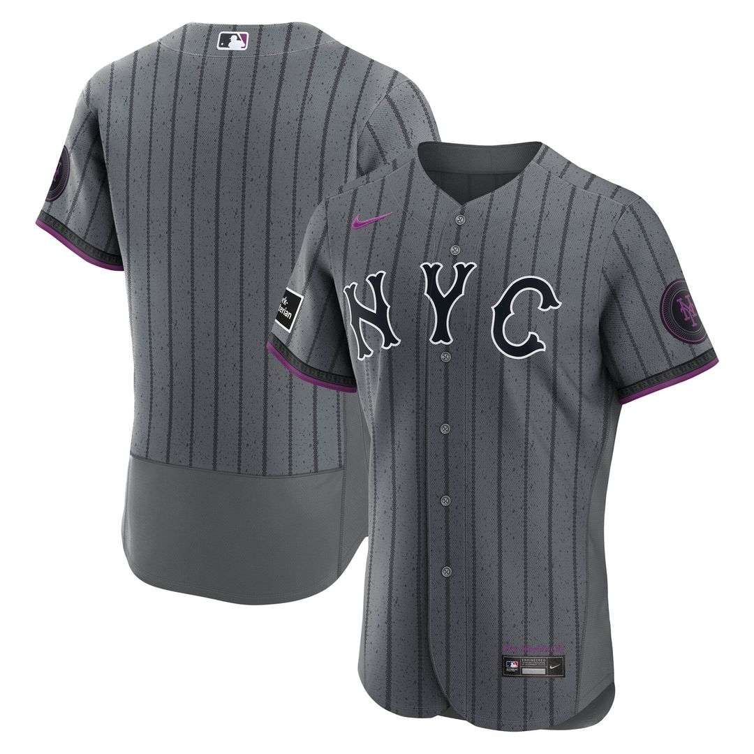 New York Mets Nike City Connect Authentic Sponsor Patch Jersey - Gray