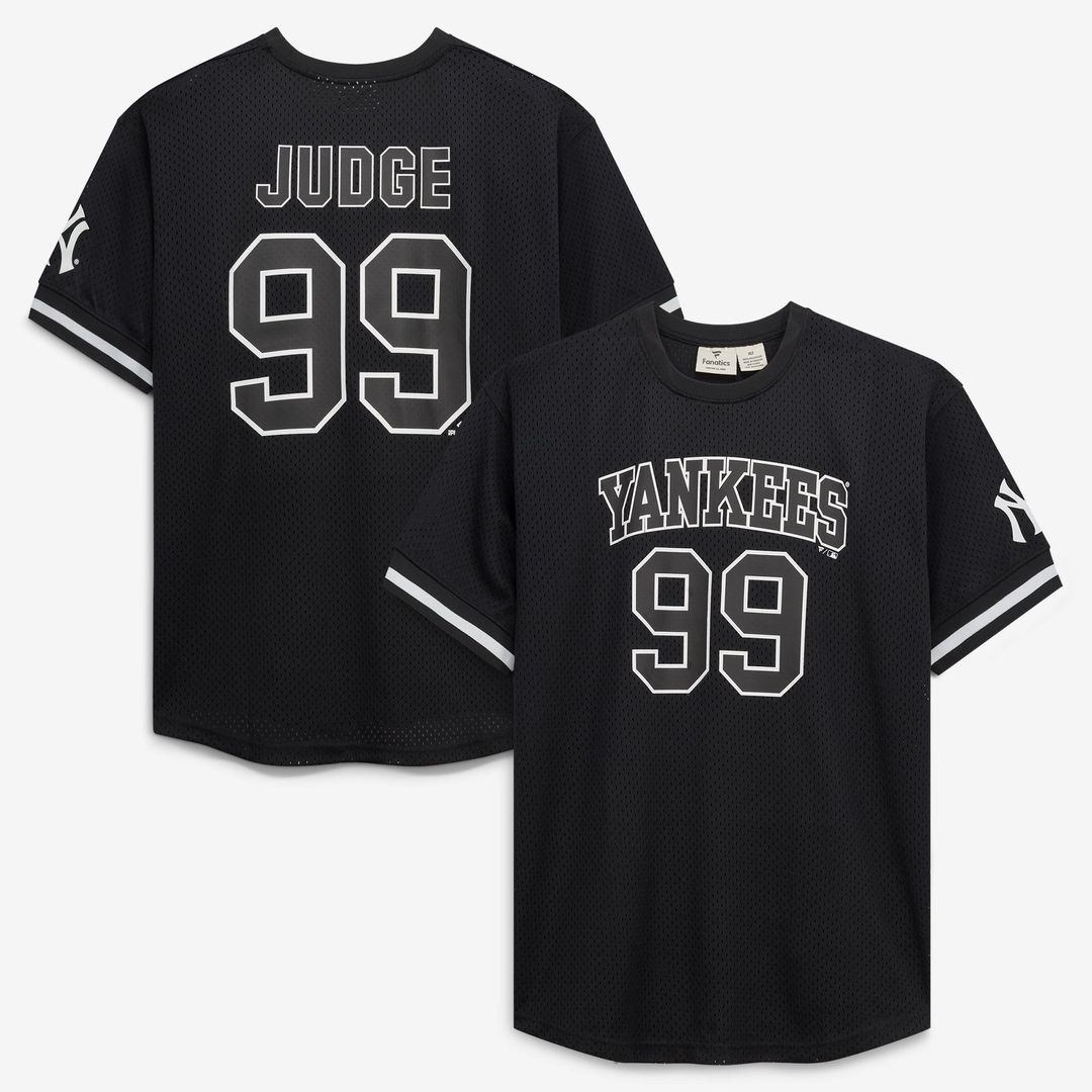New York Yankees Aaron Judge Fanatics Big & Tall Heavyweight Mesh Jersey - Black/White