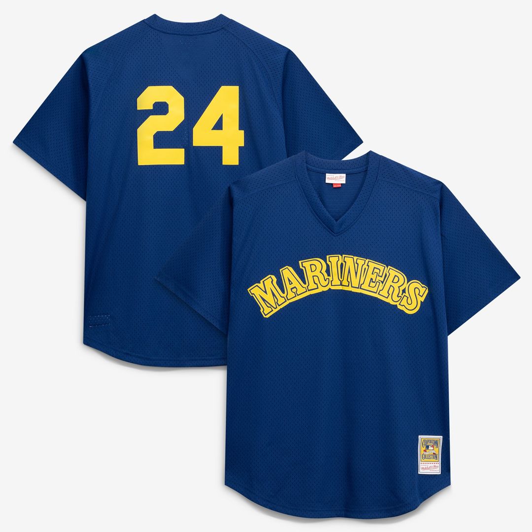 Seattle Mariners Mitchell & Ness Big & Tall Cooperstown Mesh Batting Practice Jersey - Navy
