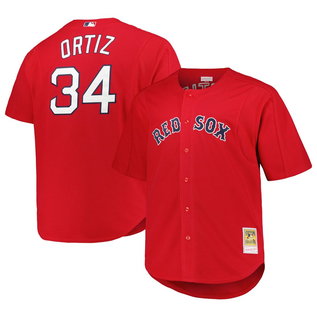 Boston Red Sox David Ortiz Mitchell & Ness Big & Tall Cooperstown Mesh Batting Practice Jersey - Red