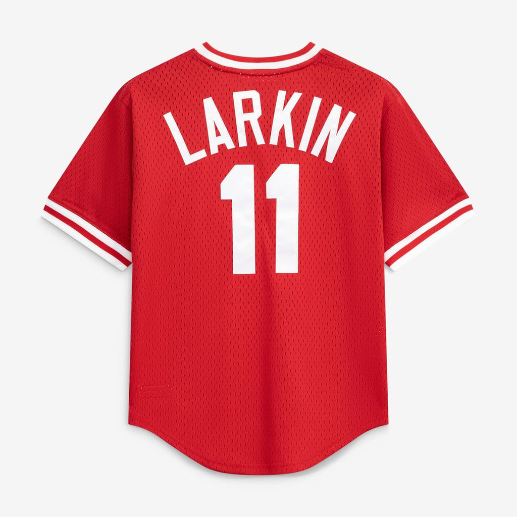 Cincinnati Reds Barry Larkin Mitchell & Ness Youth Cooperstown Mesh Batting Practice Jersey - Red