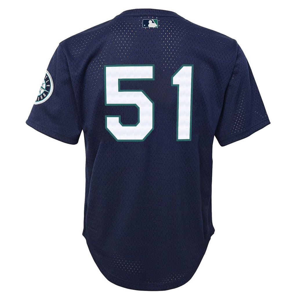 Seattle Mariners Ichiro Suzuki Mitchell & Ness Youth Cooperstown Mesh Batting Practice Jersey - Navy