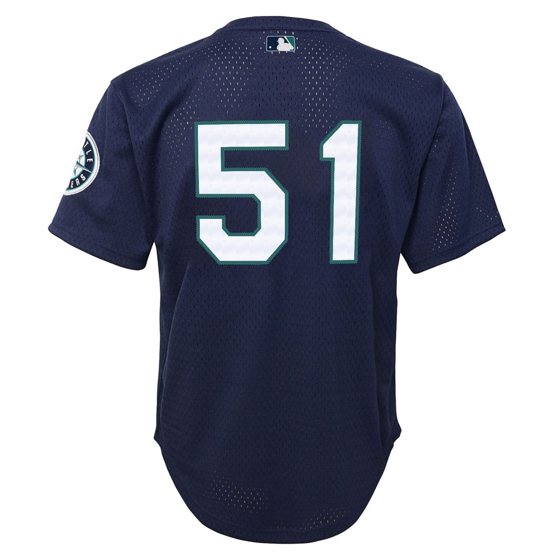 Seattle Mariners Ichiro Suzuki Mitchell & Ness Youth Cooperstown Mesh Batting Practice Jersey - Navy