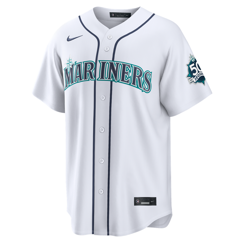 Seattle Mariners Julio Rodr¨ªguez Nike Home Stadium 50th Season Patch Jersey - White