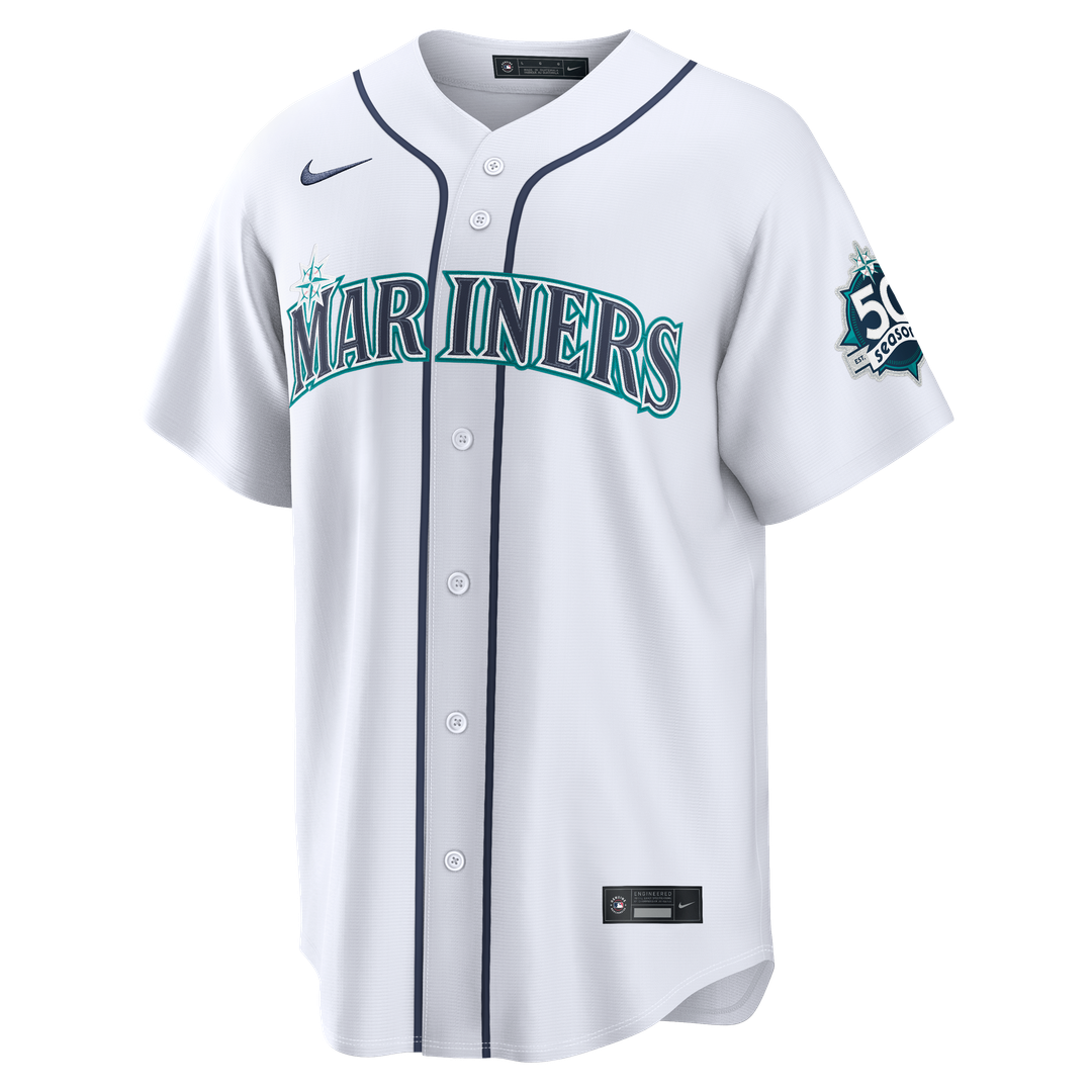 Seattle Mariners Julio Rodr¨ªguez Nike Home Stadium 50th Season Patch Jersey - White
