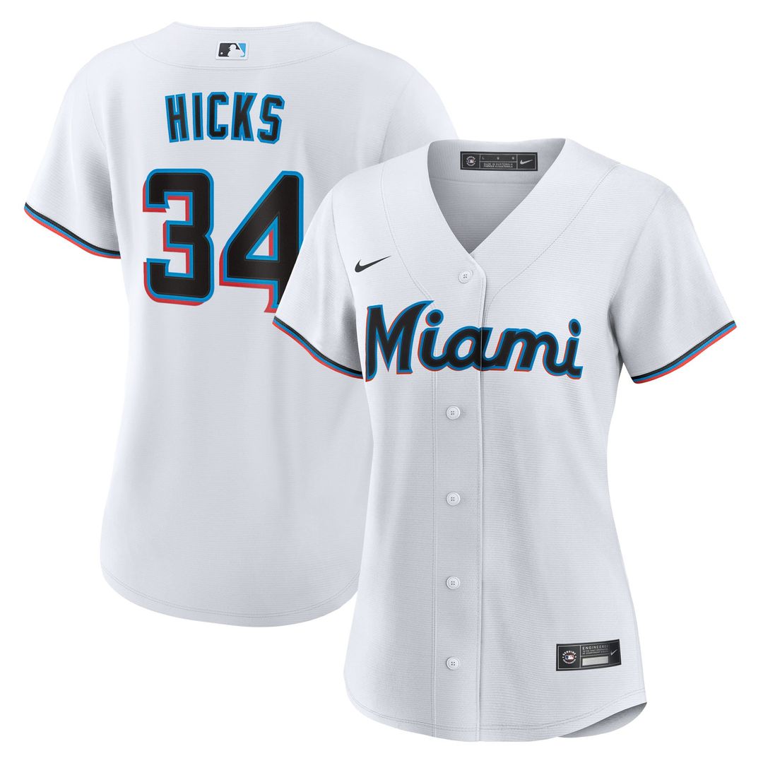 Miami Marlins Liam Hicks Nike Women's Home Replica Jersey - White