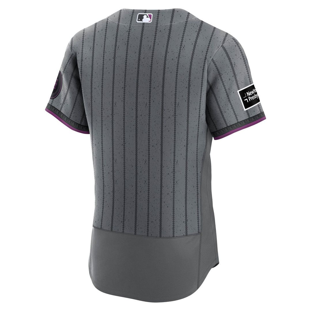 New York Mets Nike City Connect Authentic Sponsor Patch Jersey - Gray