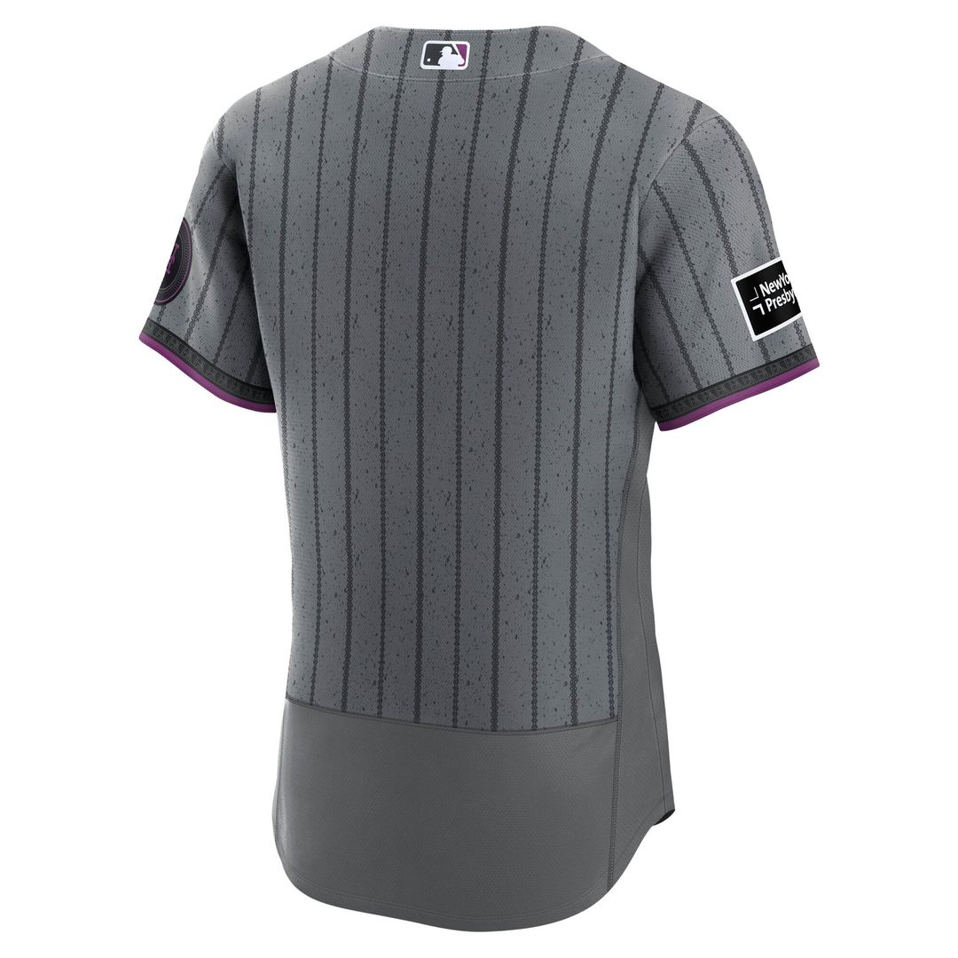 New York Mets Nike City Connect Authentic Sponsor Patch Jersey - Gray