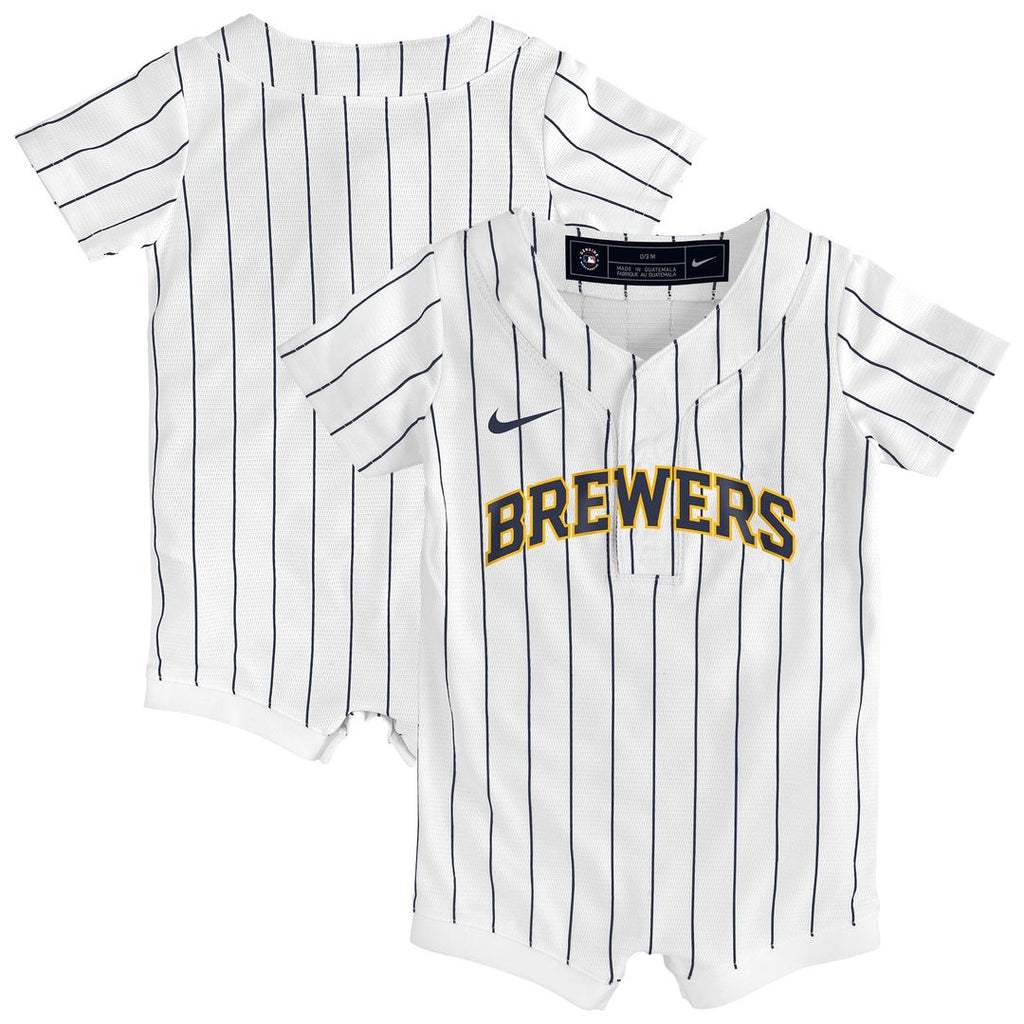 Milwaukee Brewers Nike Newborn & Infant Alternate Replica Romper Jersey - White