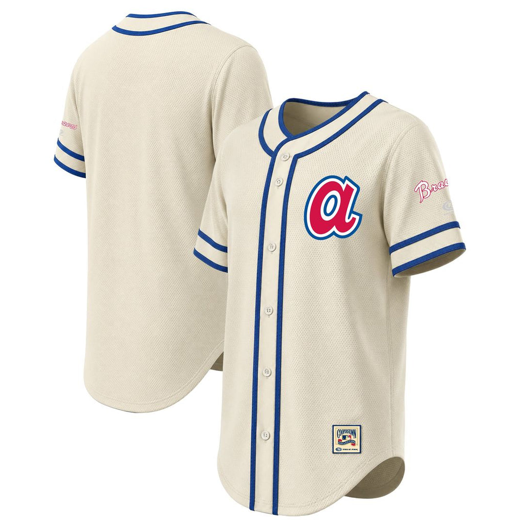 Atlanta Braves Stitches Throwback Fashion Jersey - Natural