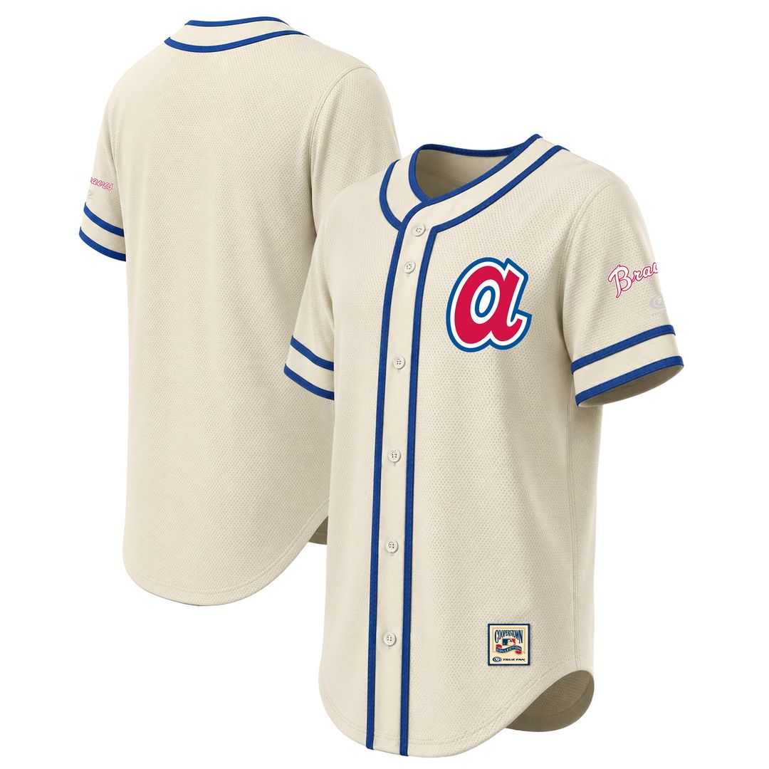 Atlanta Braves Stitches Throwback Fashion Jersey - Natural