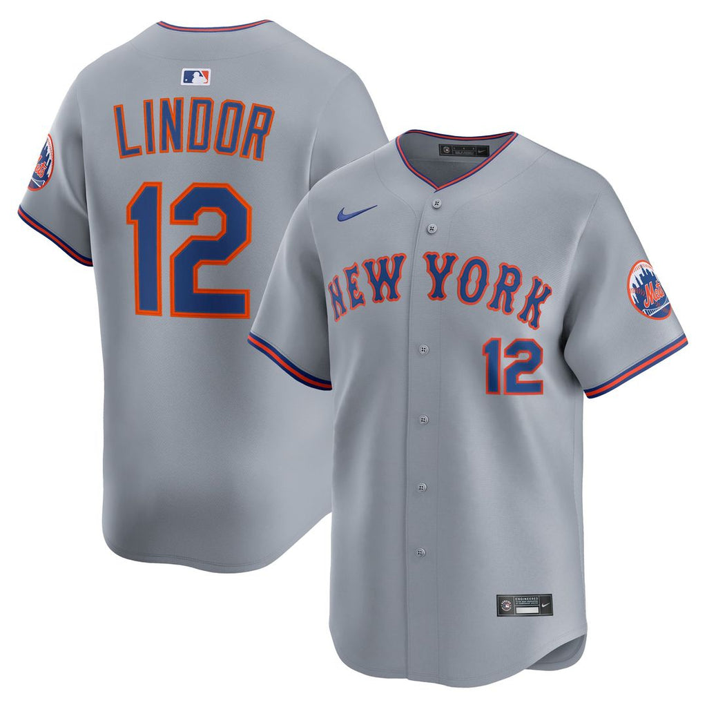 New York Mets Francisco Lindor Nike Road Limited Player Jersey - Gray