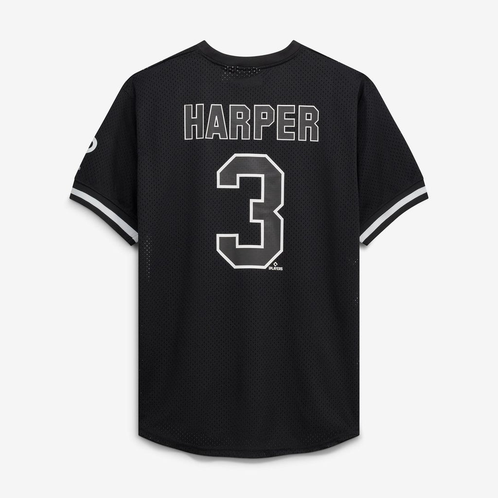 Philadelphia Phillies Bryce Harper Fanatics Big & Tall Heavyweight Mesh Jersey - Black/White