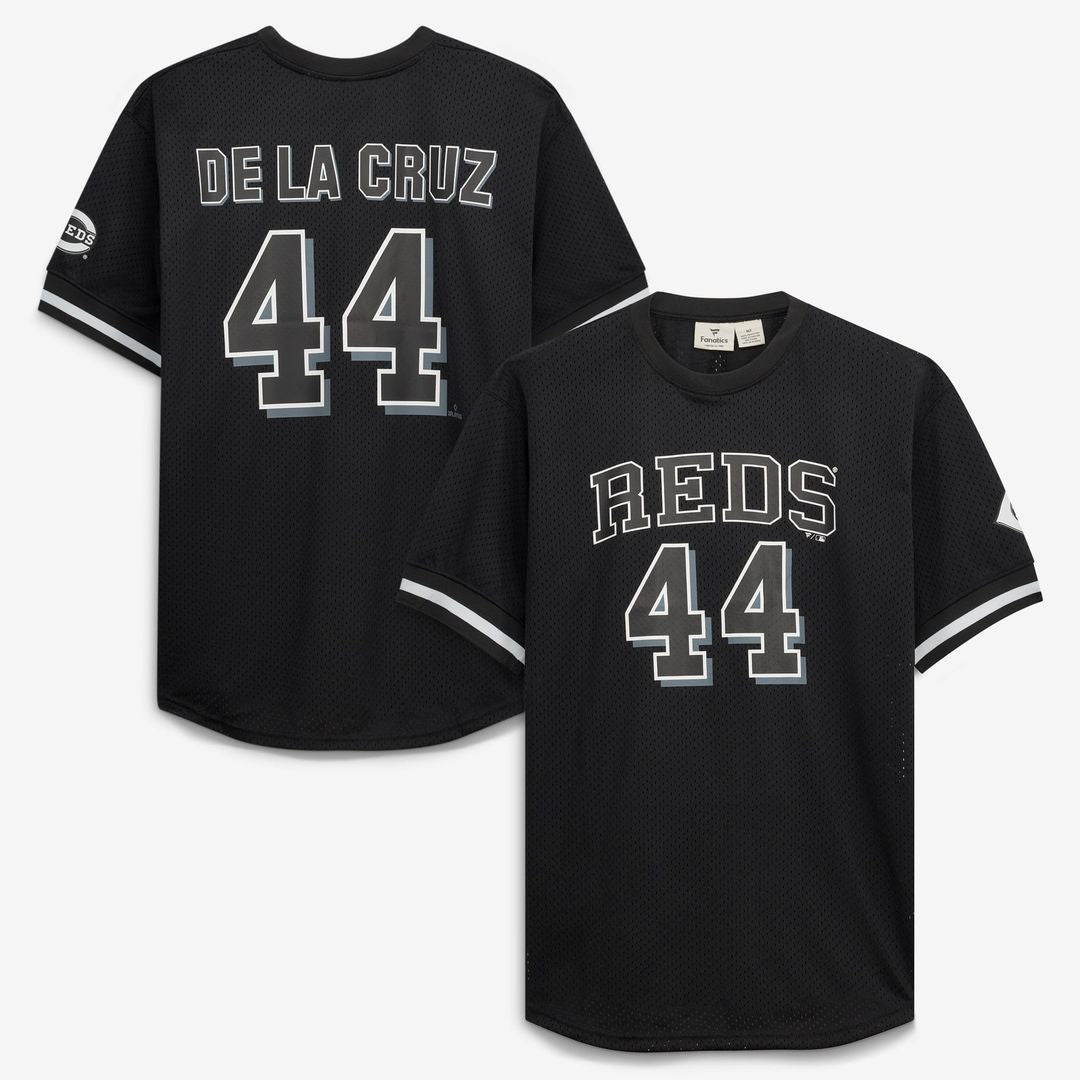 Cincinnati Reds Elly De La Cruz Fanatics Big & Tall Heavyweight Mesh Jersey - Black/White