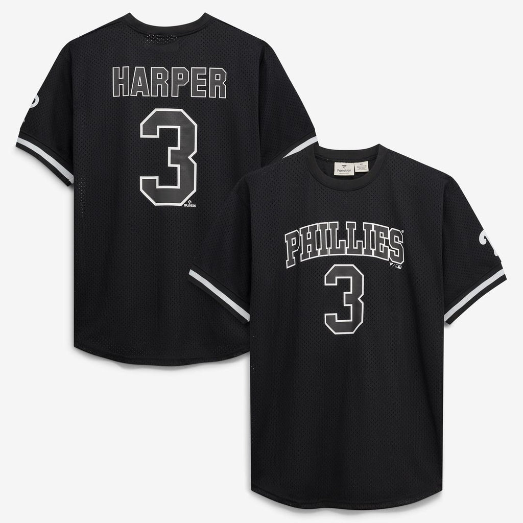 Philadelphia Phillies Bryce Harper Fanatics Big & Tall Heavyweight Mesh Jersey - Black/White