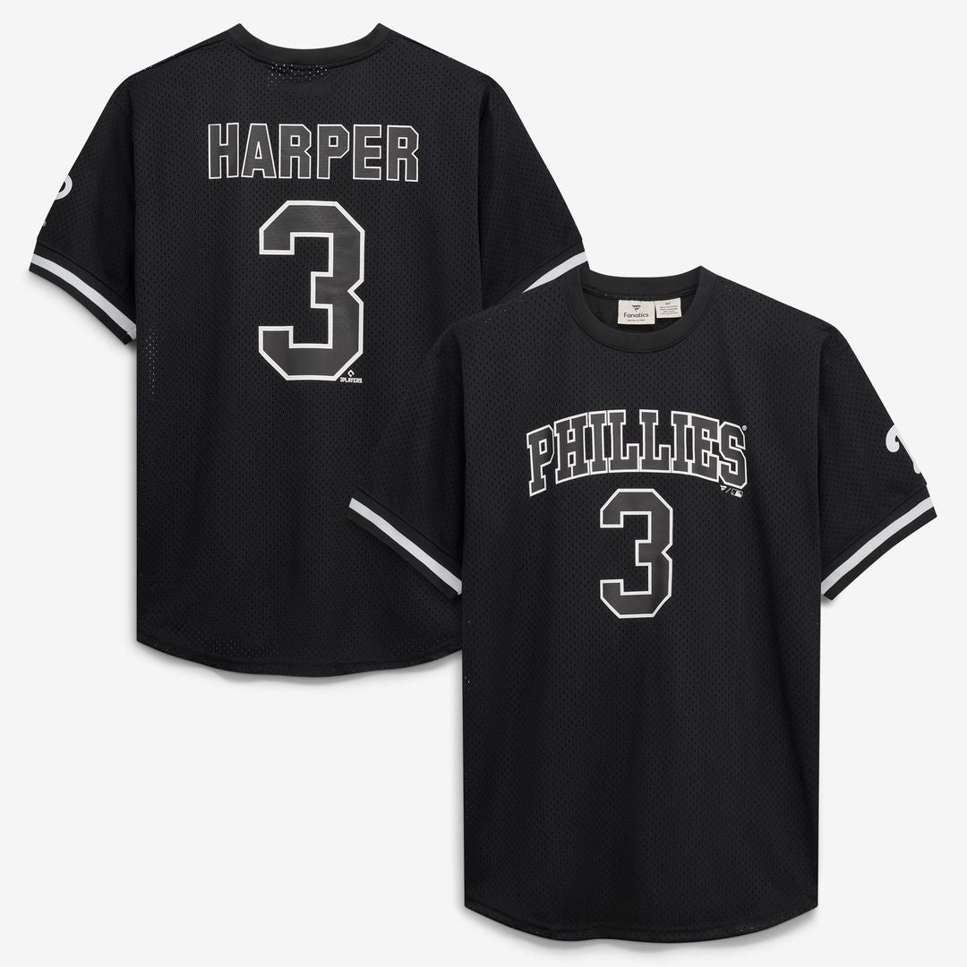 Philadelphia Phillies Bryce Harper Fanatics Big & Tall Heavyweight Mesh Jersey - Black/White